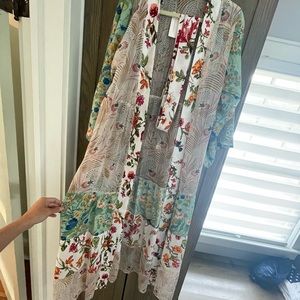 Anthropologie Dani Floral Kimono in Turquoise
